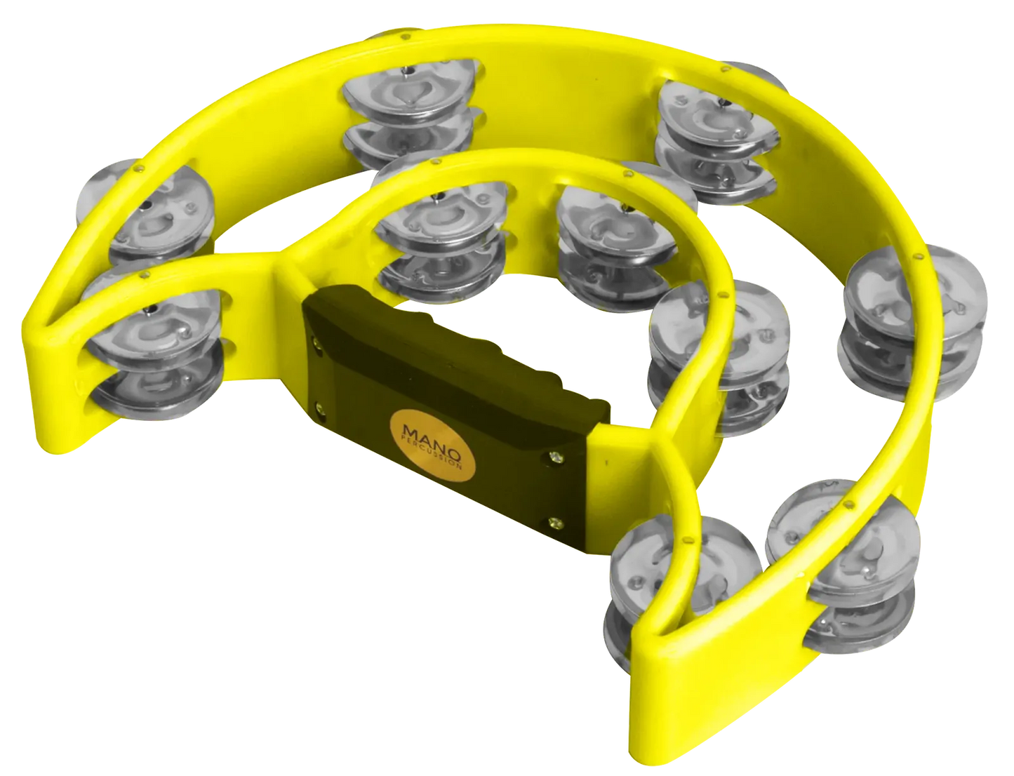 Mano Percussion DBL 1/2 Moon Tambourine 10 Prs Nkl Dbl Row Yellow TMP13Y
