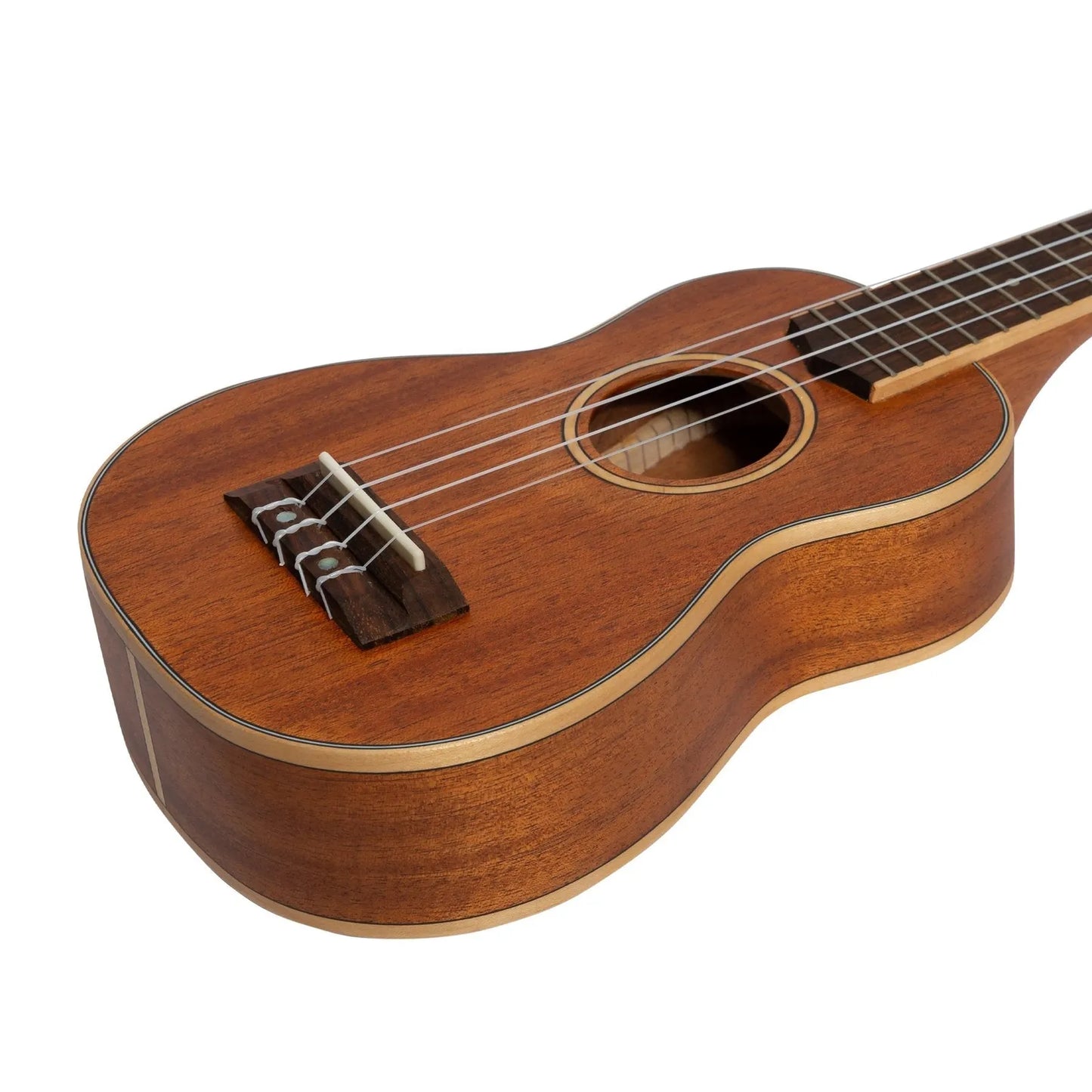 Tiki '5 Series' Mahogany Solid Top Soprano Ukulele with Deluxe Hard Case Natural Satin TMS-5-NST — view 6