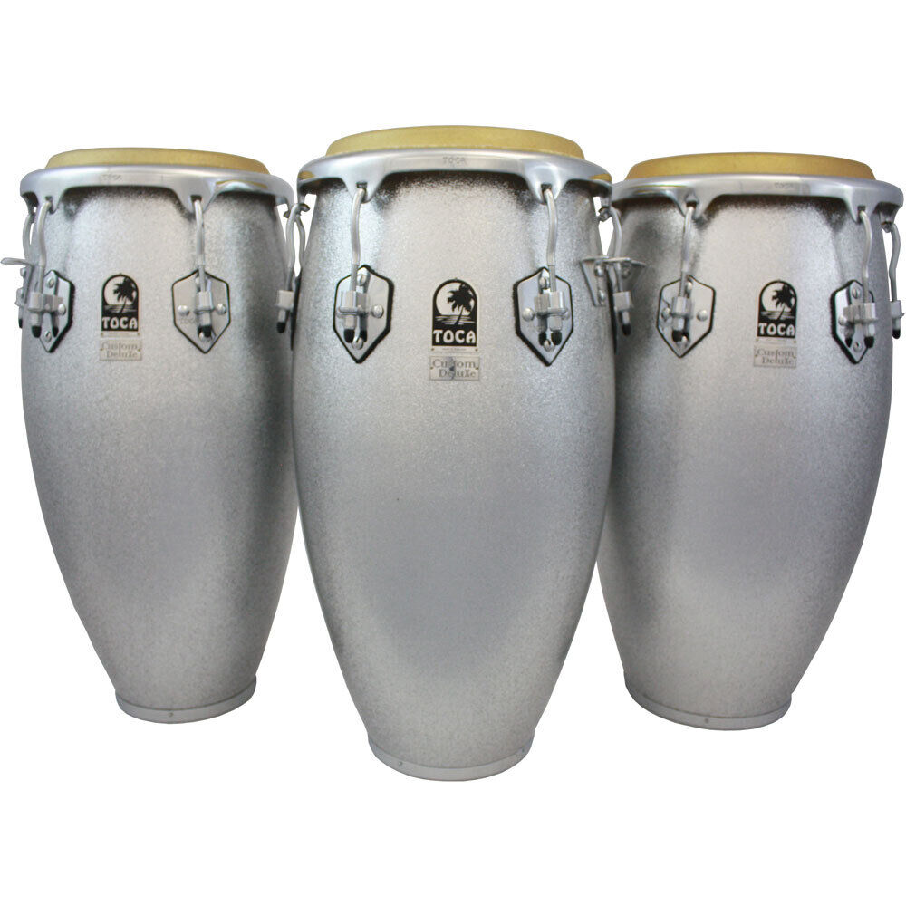 Toca Custom Deluxe 11" Fiberglass Quinto Conga Drum Silver Sparkle Finish — view 2