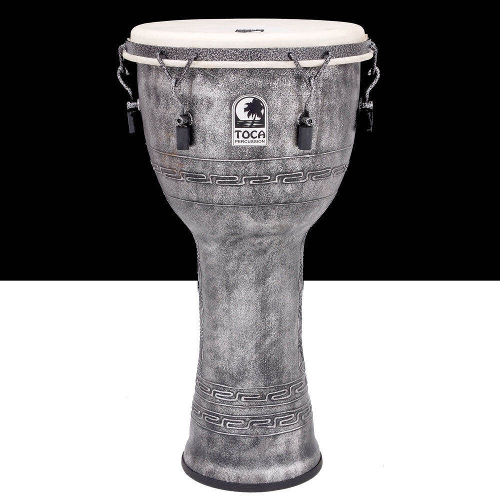 Toca Freestyle Series 12" Mech Tuned Djembe in Antique Silver Finish — view 2