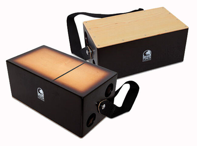 Toca Bongo Flip Cajon - Brown Sunburst Satin Finish, 14.5" Long, Compact Design, Snare and Bongo Functionality, Includes Lap Strap — view 2