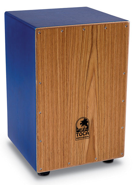 Toca Colorsound Cajon in Satin Blue Finish, All Wood Construction, 17" Height, 11" Width, Beginner-Friendly