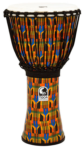 Toca Freestyle 2 Series 12" Djembe with Kente Cloth Print and Synthetic Heads