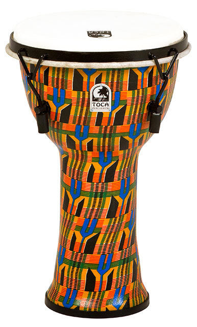Toca Freestyle 2 Series Mech Tuned Djembe 9" Kente Cloth Print with Synthetic Head and Tuning Wrench
