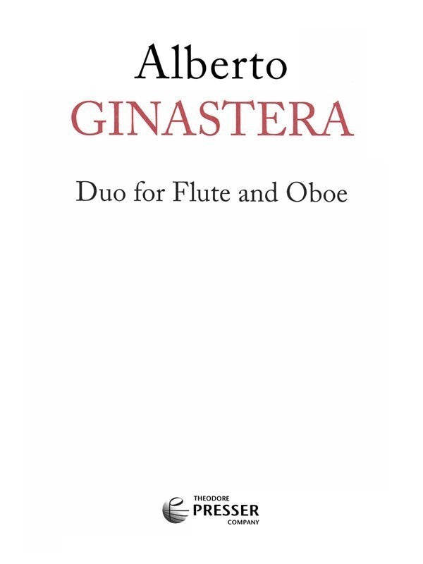 Ginastera - Duo For Flute And Oboe (Softcover Book)