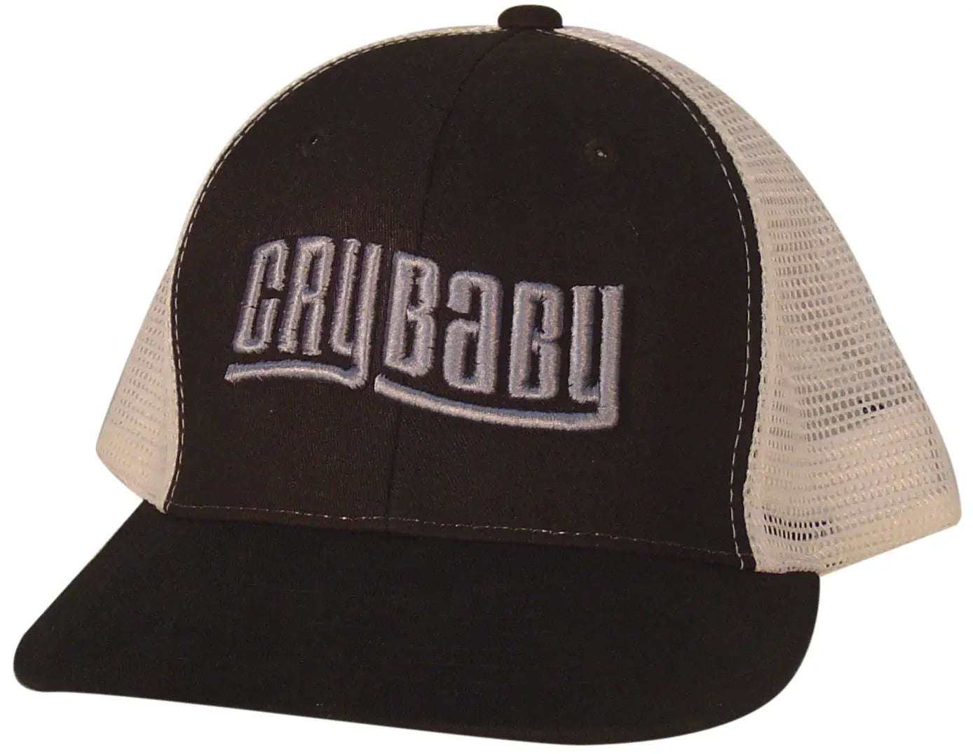 Jim Dunlop Crybaby Trucker Hat with Silver Embroidery and White Mesh Back