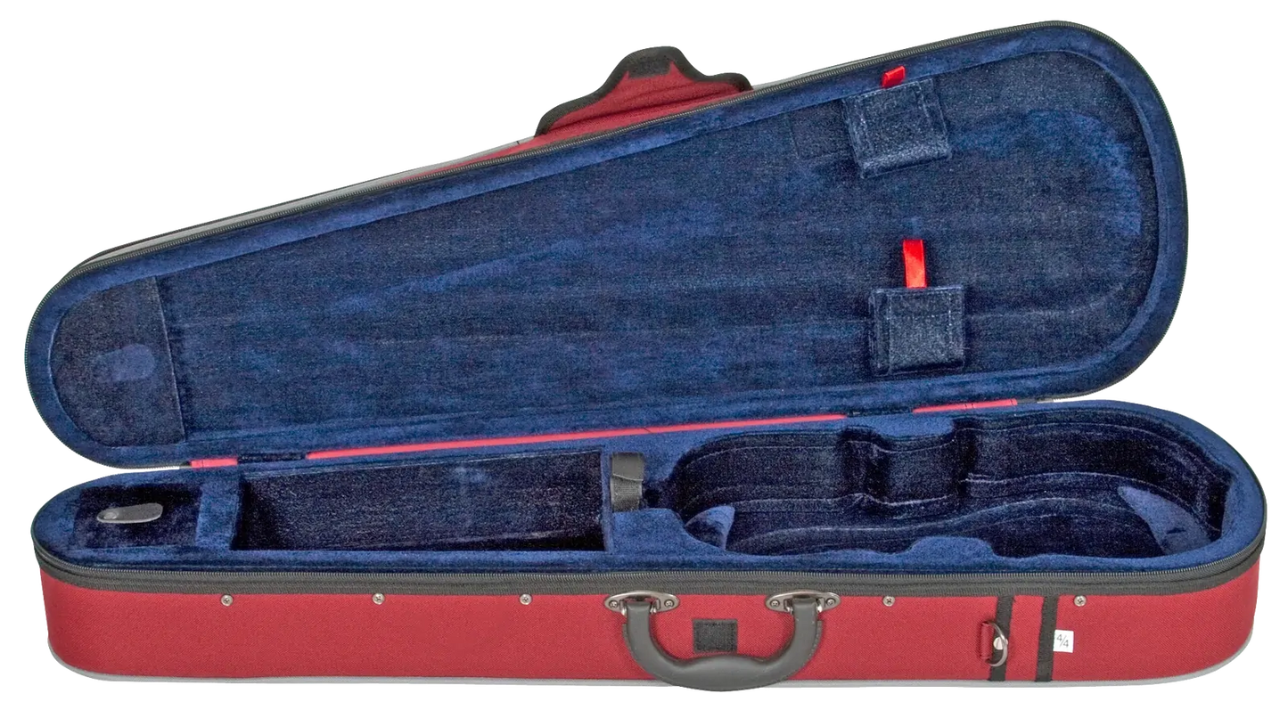 AMS 4/4 Violin Case - Maroon Nylon Waterproof with Shoulder Strap