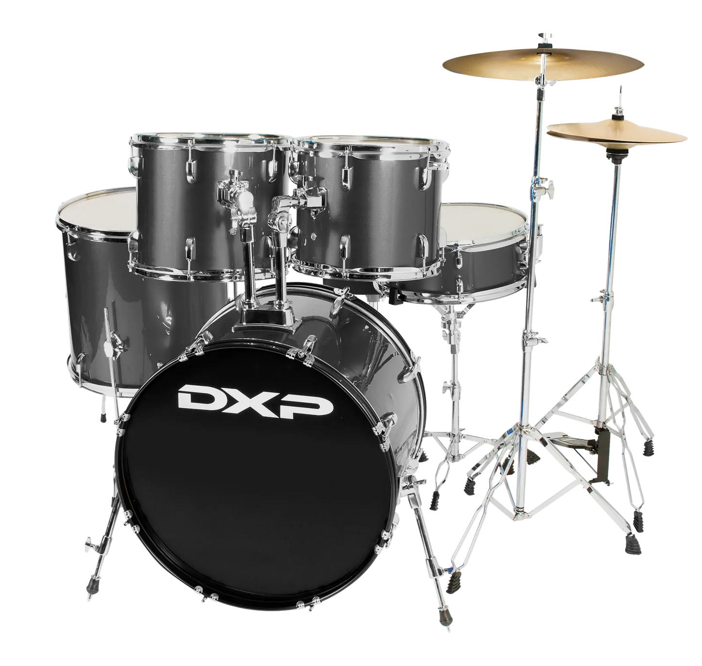DXP Pioneer 5 Piece Drum Kit 22 Inch Bass Drum Gun Metal Grey