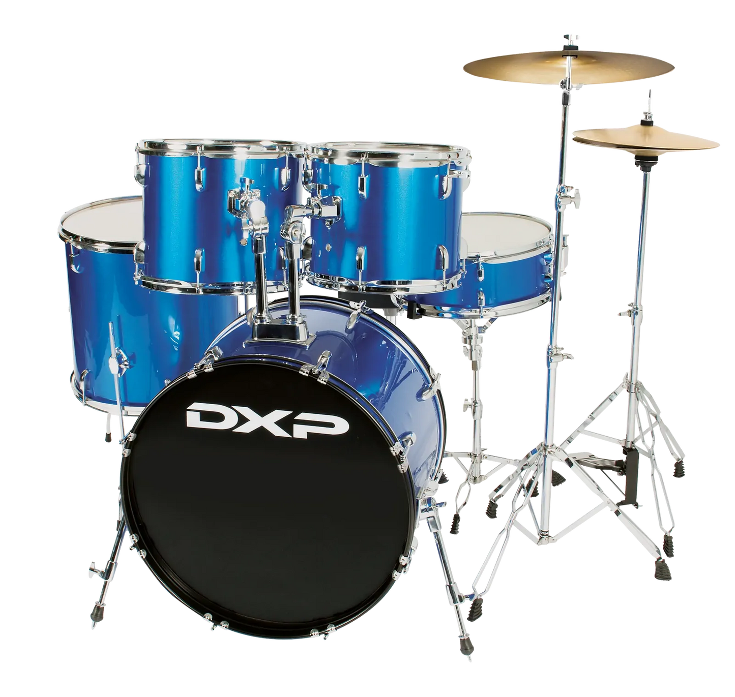 DXP TX04PMBL 5-Piece Drum Kit with 22-Inch Bass Drum and Stool - Metallic Blue