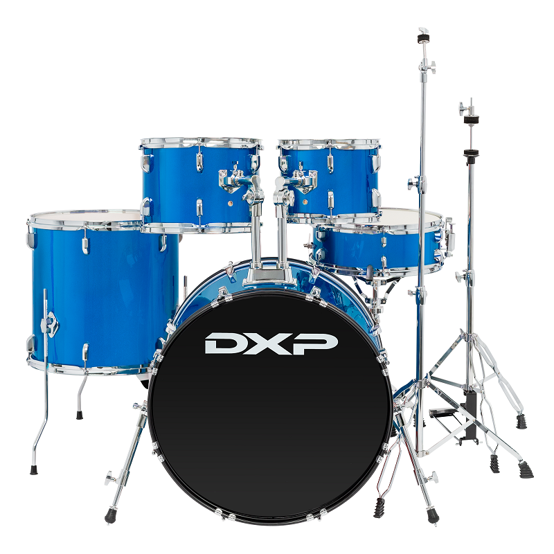 DXP 22in Fusion Plus Drum Kit with Hi-Hats, Crash Cymbals, and Drum Throne - Blue — view 3