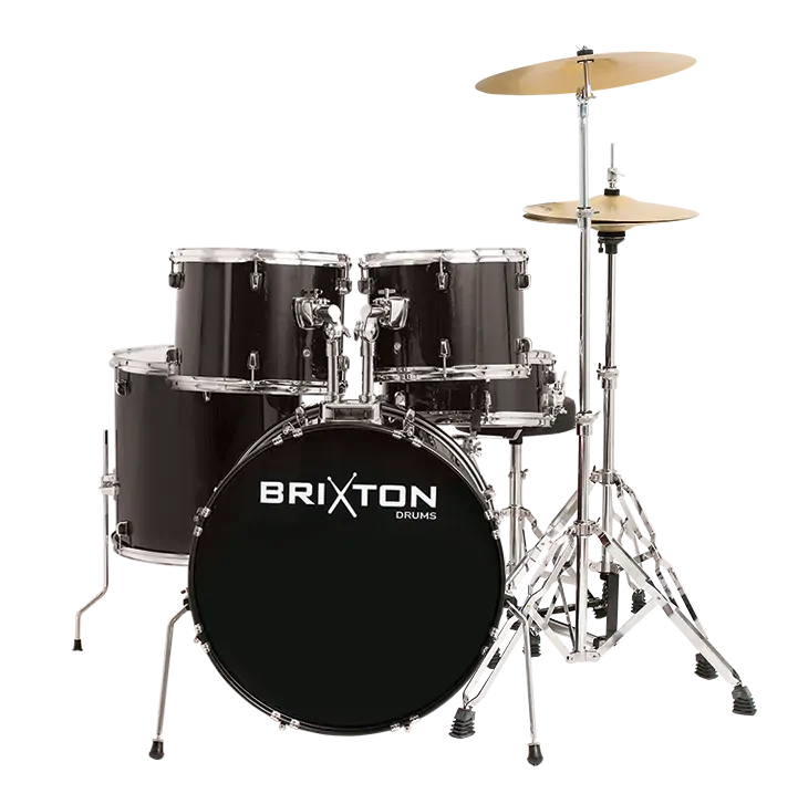 Brixton 20 Inch FUSN Package 5-Piece Drum Kit with Cymbals and Stool - Black