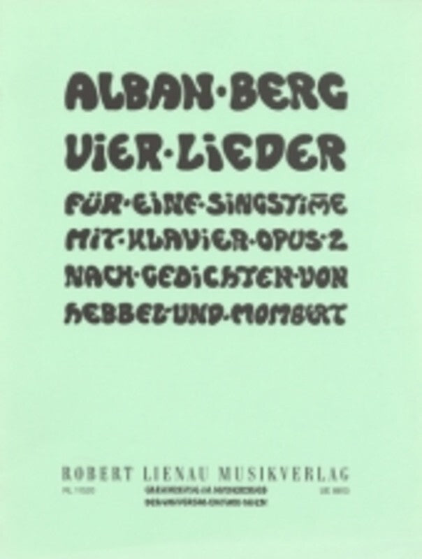 Berg - Four Songs Op 2 Medium Voice/Piano (Softcover Book)