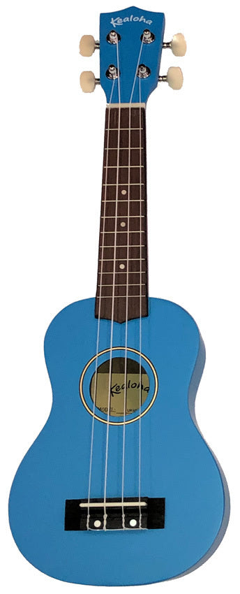 Kealoha Wooden Soprano Ukulele with Bag - Blue Finish