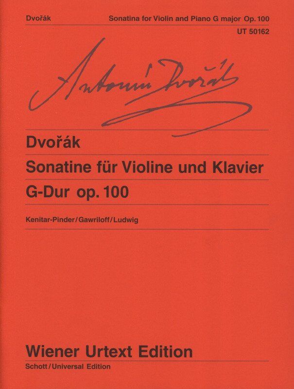 Dvorak - Sonatina in G Minor Op. 100 for Violin and Piano, Wiener Urtext Edition, 68 Pages