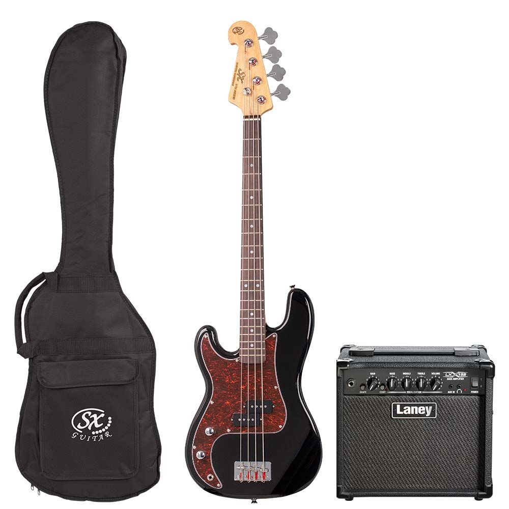 Essex SX 3/4 Vintage PJ Bass Guitar with Laney LX15B 15W Amplifier and Accessories — view 6