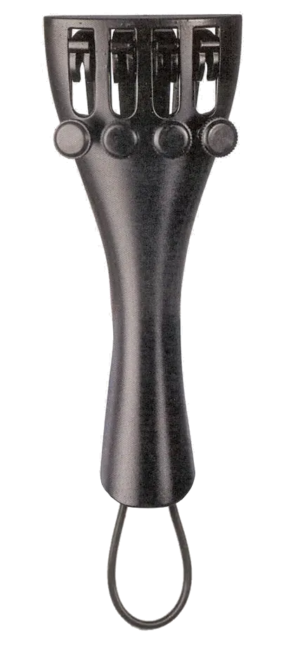 Wittner 15 1/2-16 1/2 Size Viola Tailpiece Black Plastic with 4 String Adjusters
