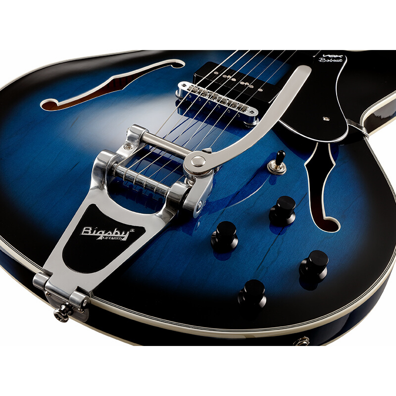 VOX Bobcat V90 Bigsby Blue Semi-Hollow Body Guitar — view 4
