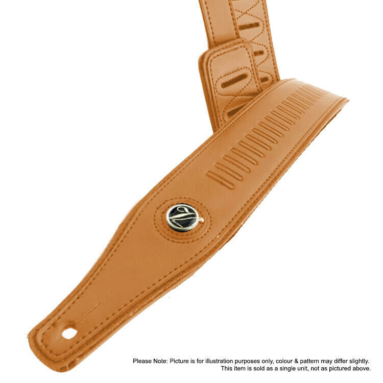 Vorson Tan Leather Guitar Strap with Stamped Bullet Pattern