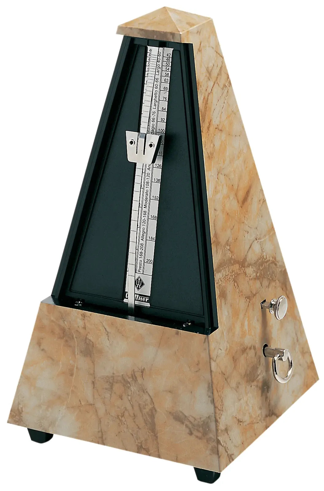 Wittner Designer Series W859L Pyramid Metronome with Bell, Light Brown Marble — view 2