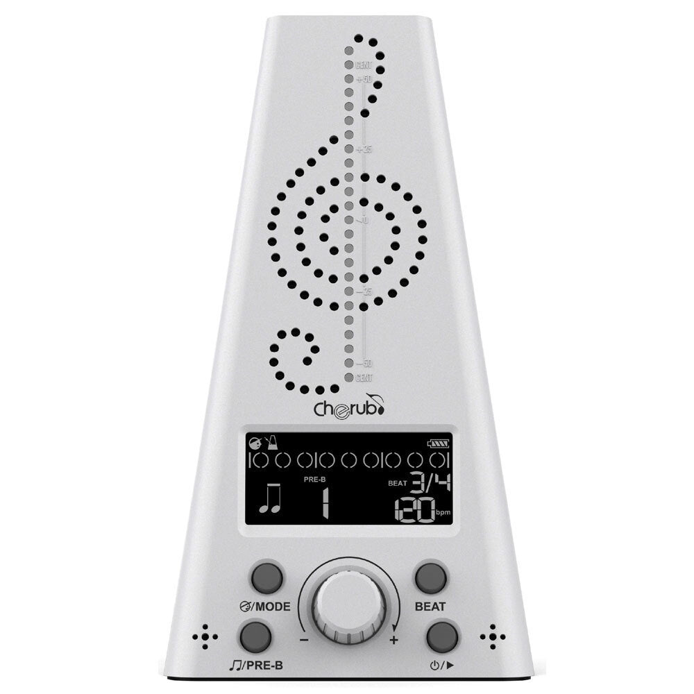 Cherub WMT-230 Rechargeable Digital Metronome & Chromatic Tuner in White — view 4