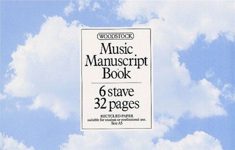 Woodstock A5 Music Manuscript Book, 6 Stave, 32 Pages, Recycled