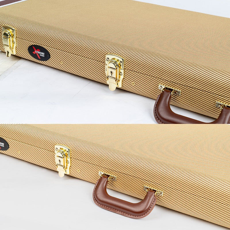 Xtreme Tele Guitar Vintage Rectangular Case - Vintage Yellow Tweed with Plush Burgundy Lining — view 5