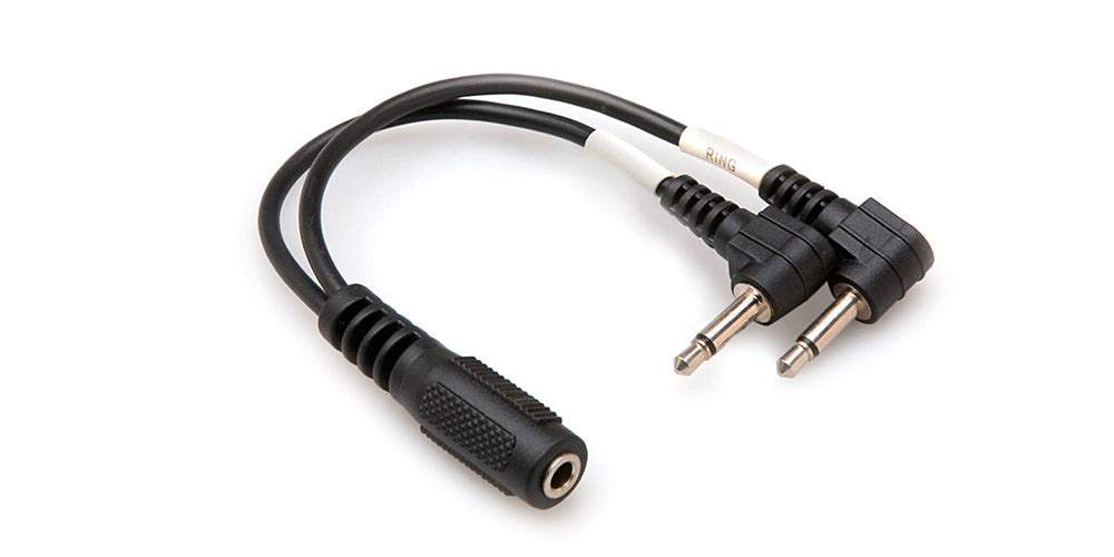 Hosa Air Travel Headphone Adaptor, Dual 3.5 mm TS to 3.5 mm TRSF