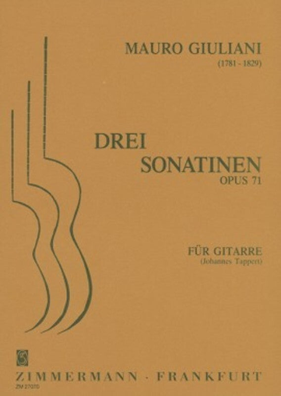 Giuliani - 3 Sonatinas Op 71 For Guitar (Softcover Book)