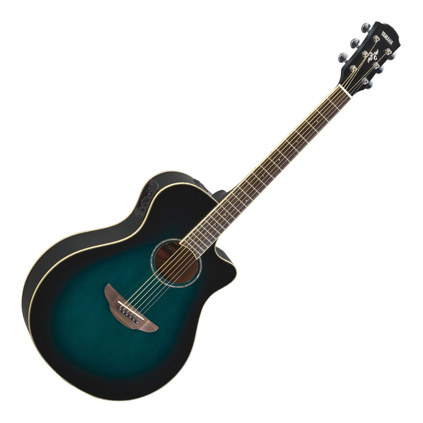 Yamaha APX600 Thinline Acoustic-Electric Guitar - Oriental Blue Burst — view 5