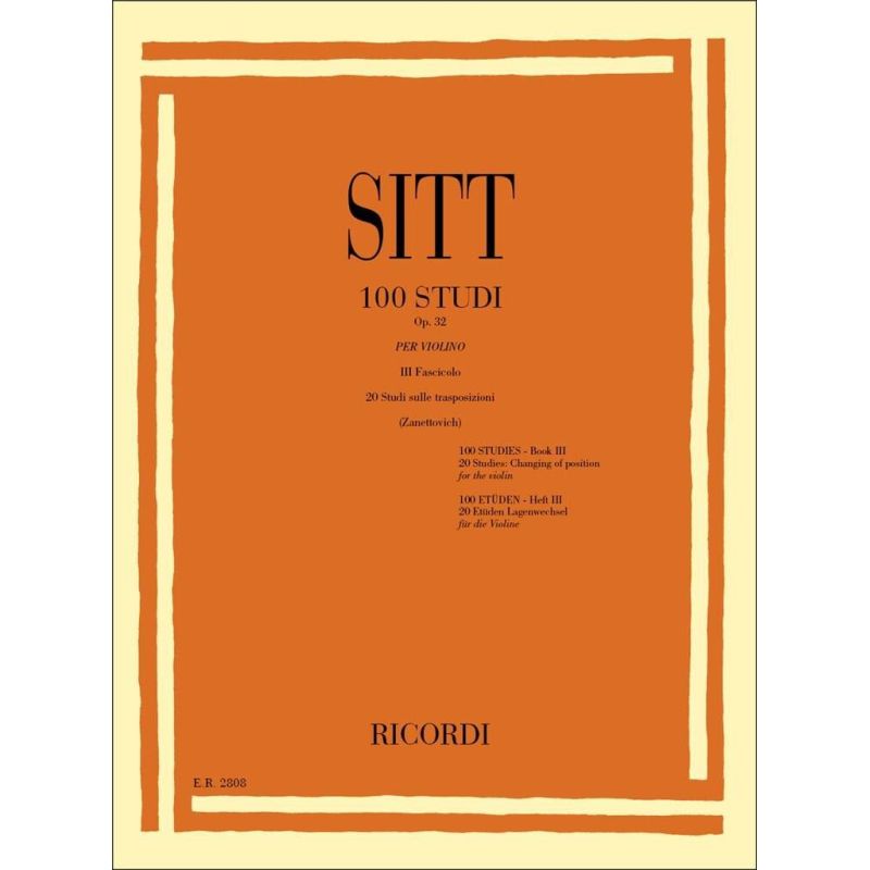 Sitt - 100 Studies Op 32 Book 3 20 Studies Changing Postions (Softcover Book)