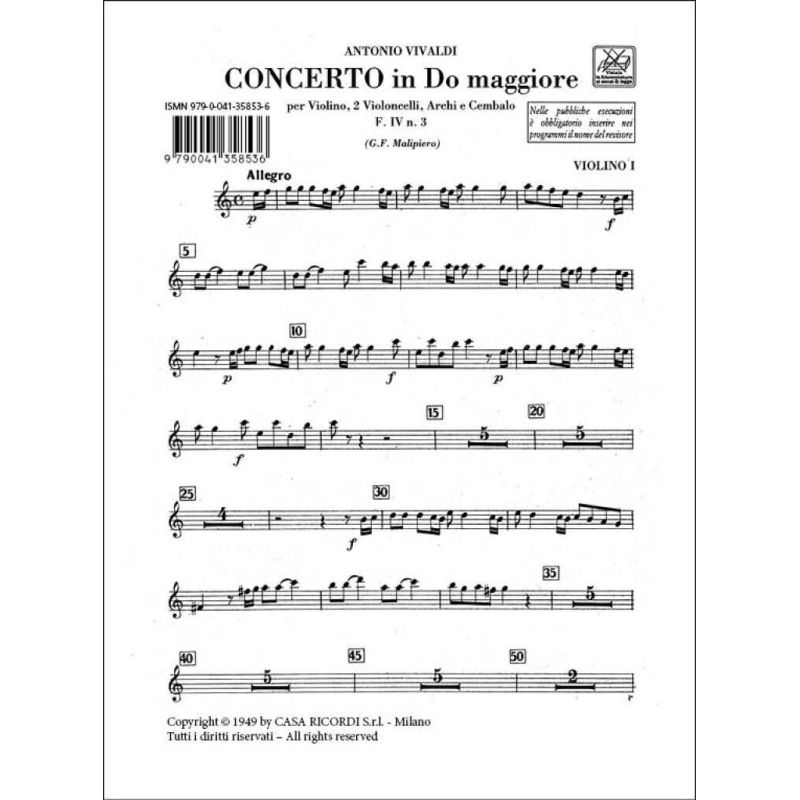 Concerto Per Vl E Vc Solisti Archi E Book