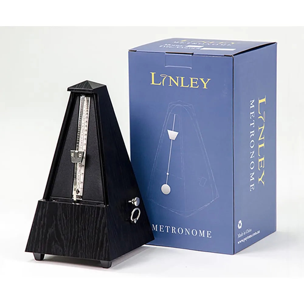 Linley Mechanical Metronome Pyramid with Bell - Black Finish