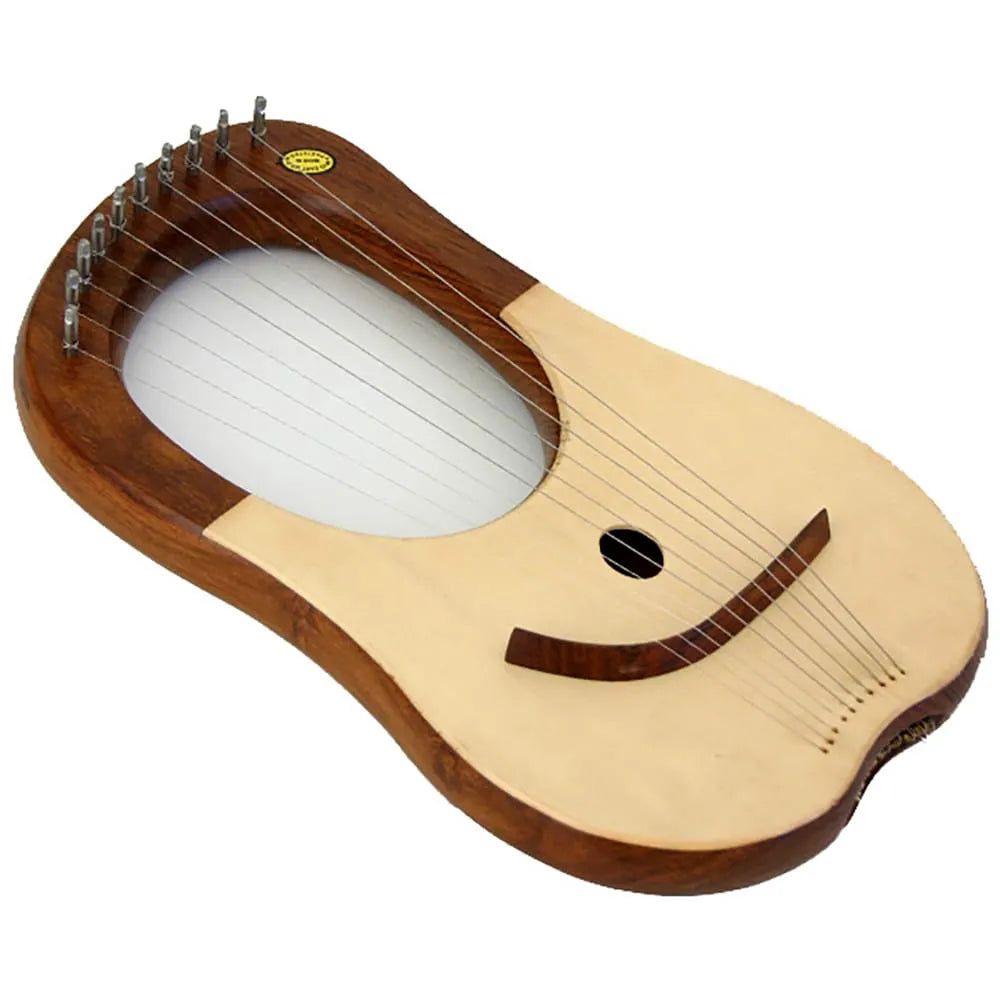 Lyre Harp with Bag - 10 Strings, Solid Rosewood, 15" Length, 9" Width, Pentatonic Tuning