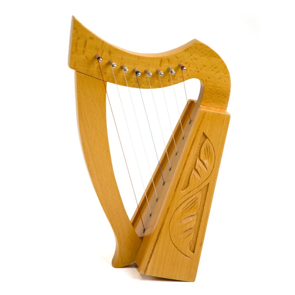 Baby Harp - 8 String Beechwood Mini Harp with Carrying Bag & Tuning Wrench, C to C Range, Solid Beechwood, 1.25kg, 35.5cm Height