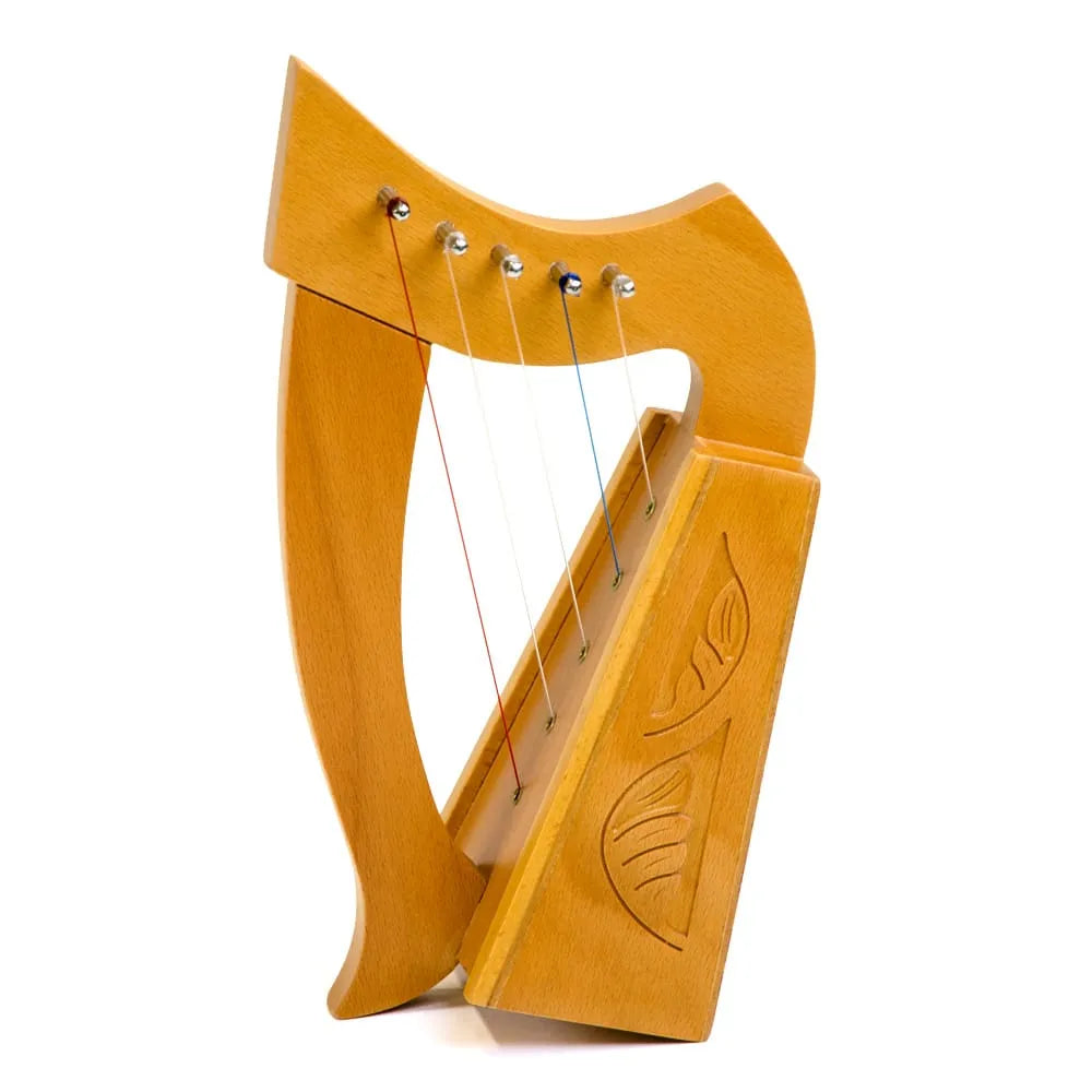 5 String Beechwood Mini Harp with Carrying Bag & Tuning Wrench, Range C to F, 0.7kg, 25cm Height