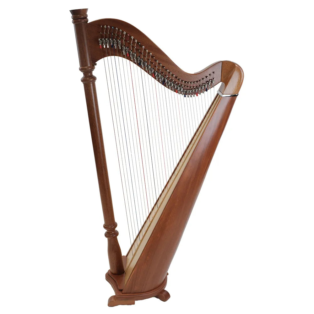 34-String Pillar Harp in Mahogany with Carry Bag, Tuning Wrench & Bridge Pin Wrench