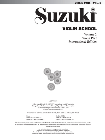 Suzuki Violin School Book Vol. 1 International Edition - Violin Book Only [No CD] 0144S — view 3