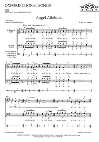 Angel Alleluias SATB Unaccompanied with Optional Percussion Choral Sheet Music