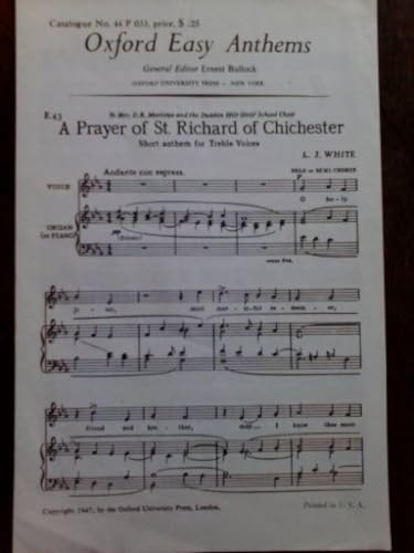 Prayer of St. Richard Choral Sheet Music for SS/Organ or Piano
