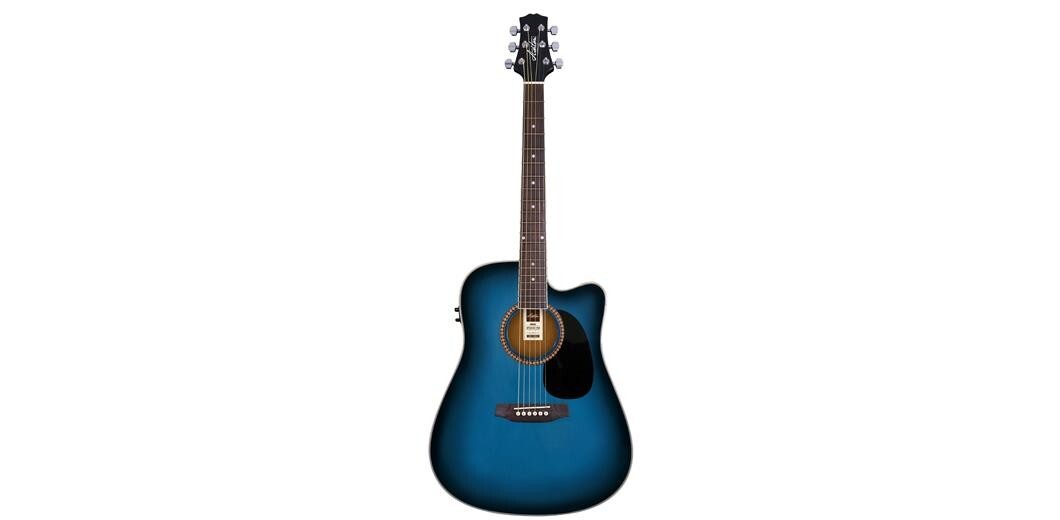 Ashton Dreadnought Guitar Pack L/H Trans Blueburst D25