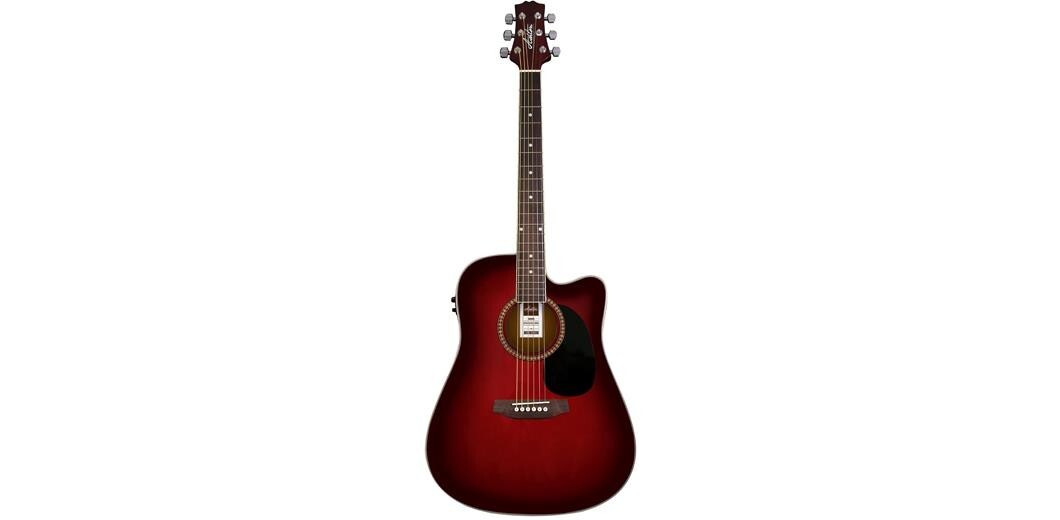 Ashton ACOUSTIC/ELEC Guitar Pack W/C-Ay Wine Redburst D25