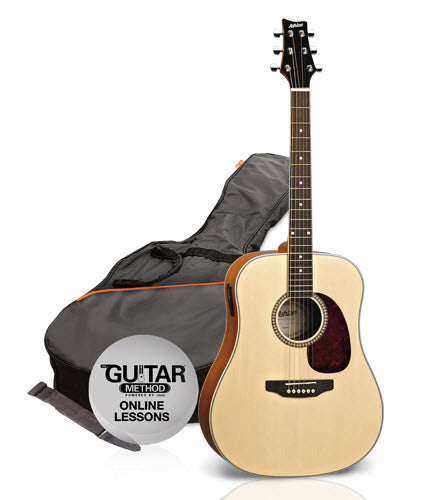 Ashton Dreadnought Guitar Pack Natural W/Bag D25