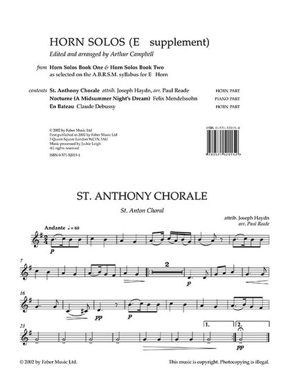 Horn Solos Book 1/2 E Flat Horn Part