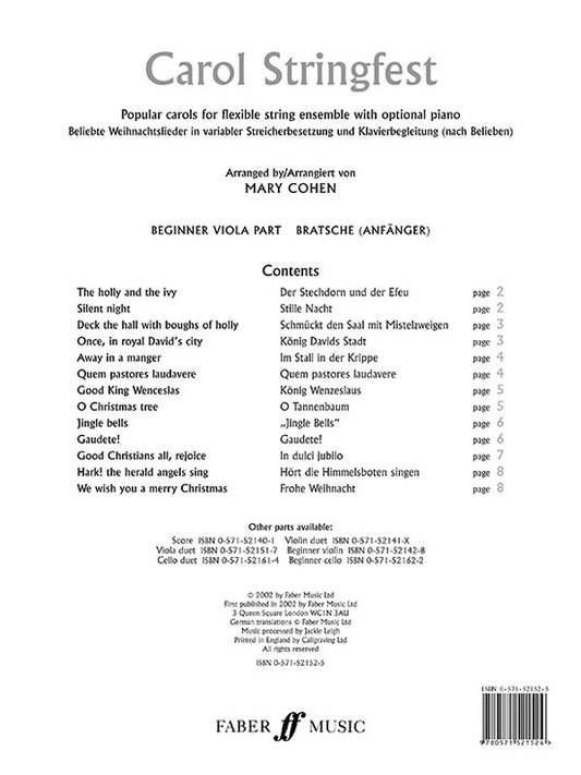 Carol Stringfest Beginner Viola Part