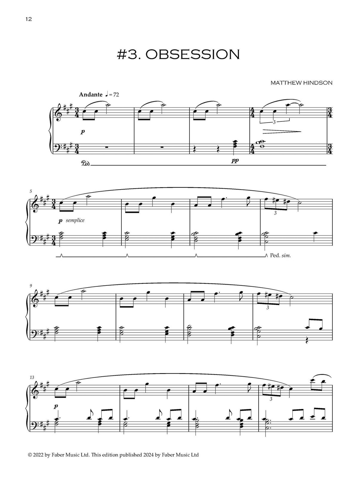 Hindson Sad Piano Sheet Music for Solo Piano — view 3