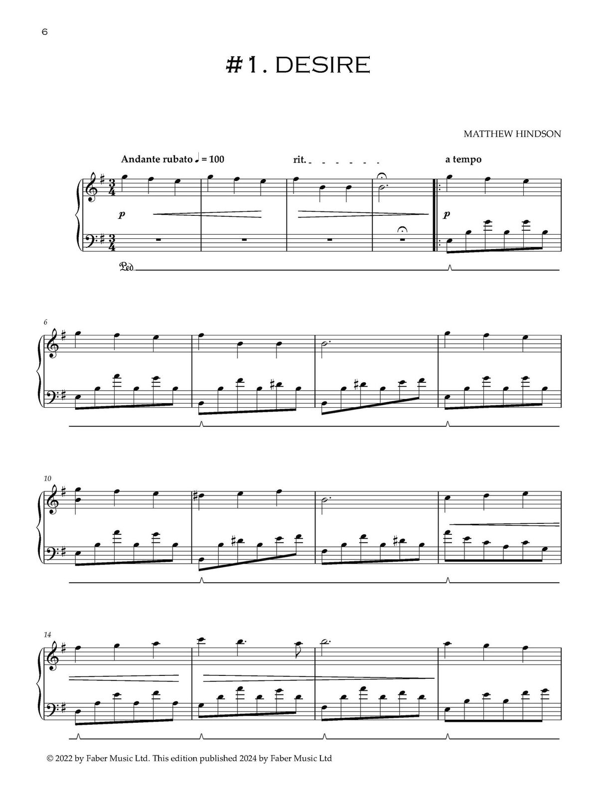 Hindson Sad Piano Sheet Music for Solo Piano — view 2