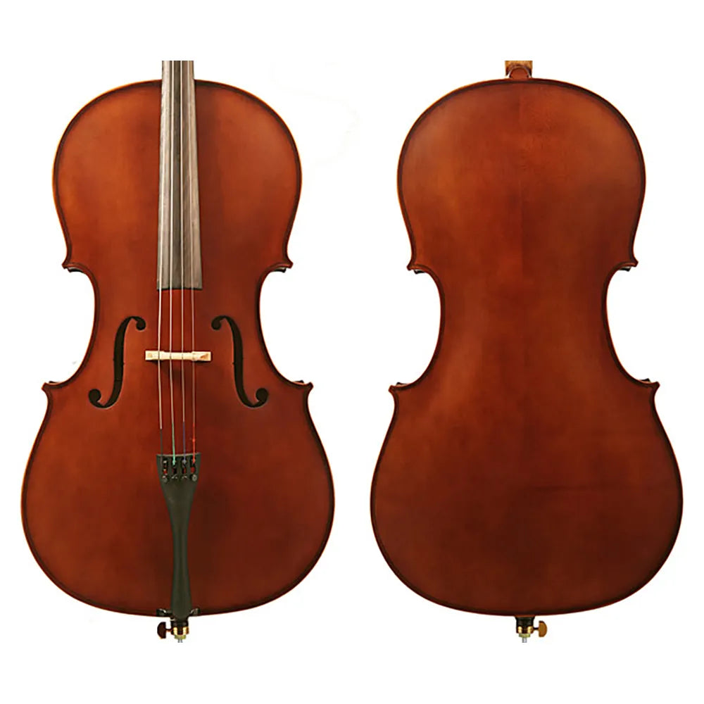 Enrico Student II Cello Outfit - 1/2 Size with FPS Brazilwood Bow, Rosin, Padded Gig Bag, and Accessories