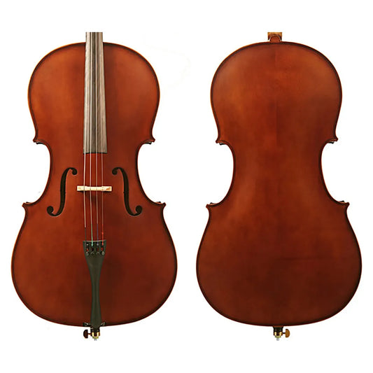 Enrico Student II Cello Outfit - 1/2 Size with FPS Brazilwood Bow, Rosin, Padded Gig Bag, and Accessories