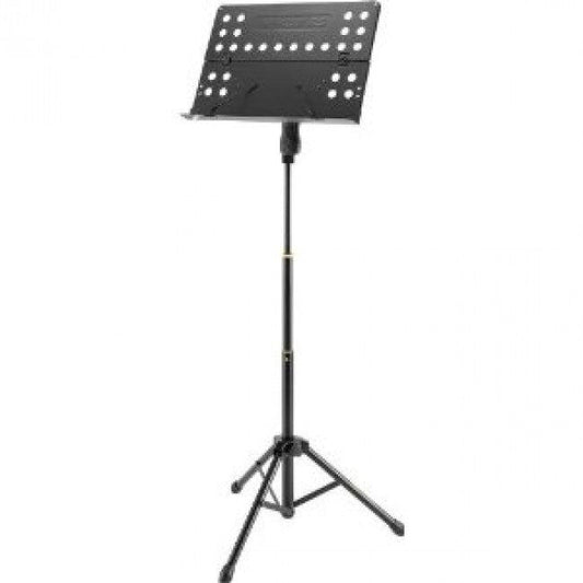Hercules BS311B Tripod Music Stand with Perforated Foldable Desk and Adjustable Features