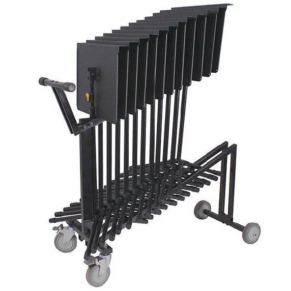 Hercules BSC800 Music Stand Cart for 12 Stands, Non-Slip Wheels, Rubber Handle, Load Capacity 45 kg, Dimensions 1100 mm x 500 mm — view 3